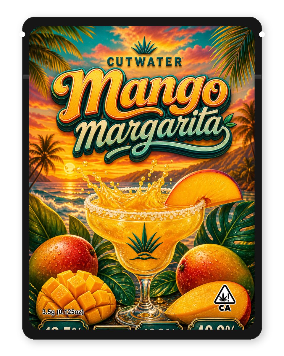 Mango margarita custom 4"x5" mylar bag design (front)