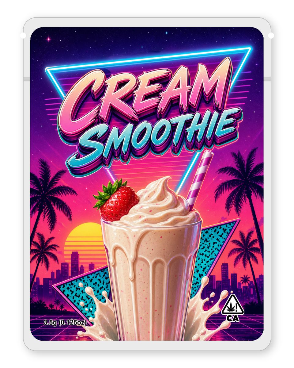 CREAM SMOOTHIE custom 4"x5" mylar bag design (front)