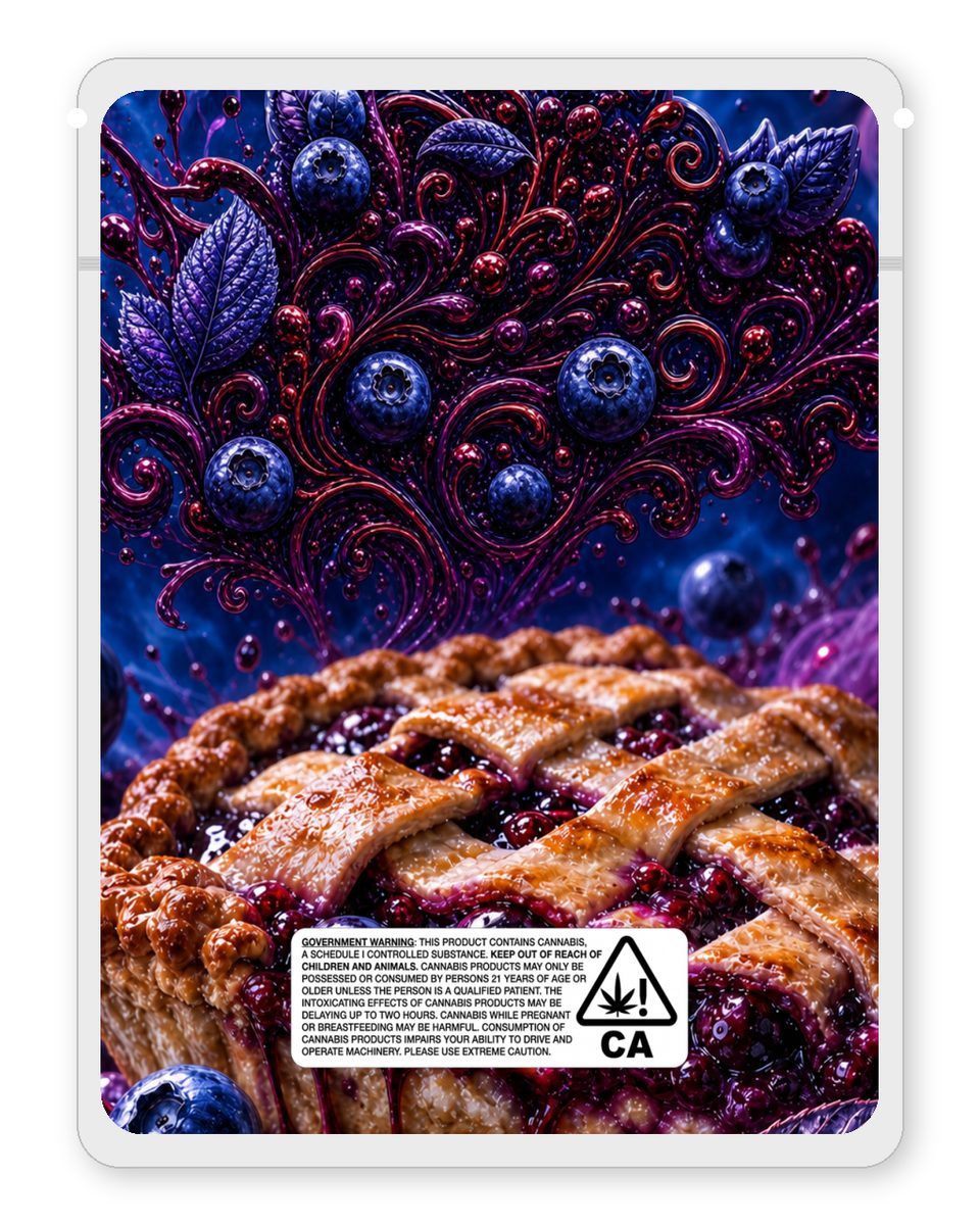SBS Bloodberry pie custom 4"x5" mylar bag design (back)