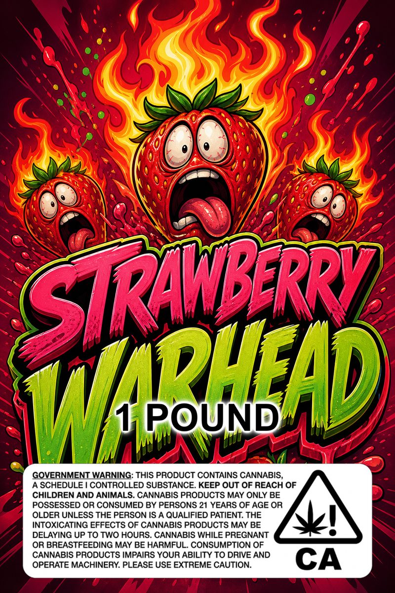 Strawberry warhead custom 6x9 pound bag sticker / turkey-bag flavor label