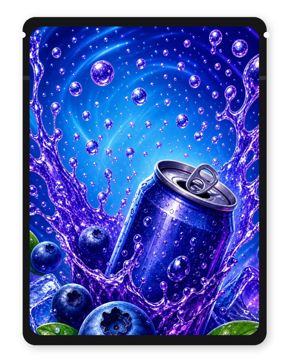 Blueberry Soda custom 4"x5" mylar bag design (back)