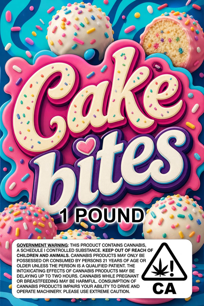 Cake bites custom 6x9 pound bag sticker / turkey-bag flavor label