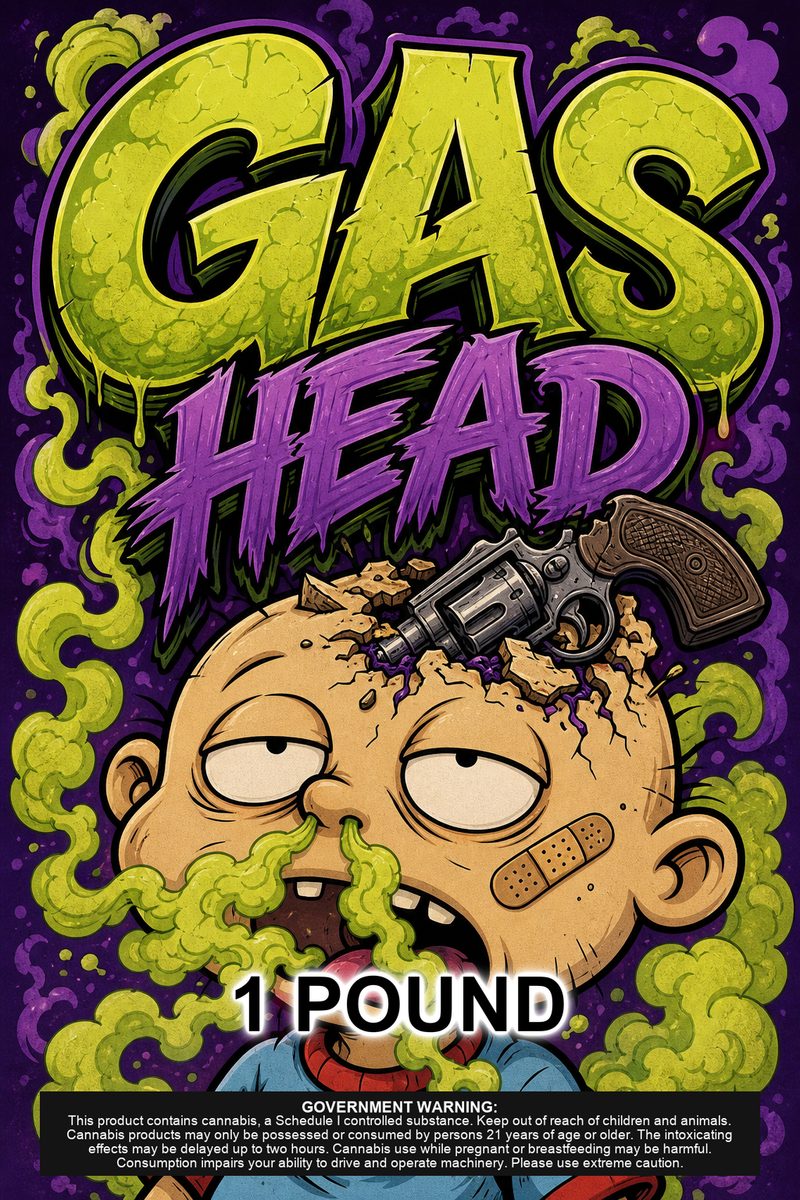 Gas Head custom 6x9 pound bag sticker / turkey-bag flavor label
