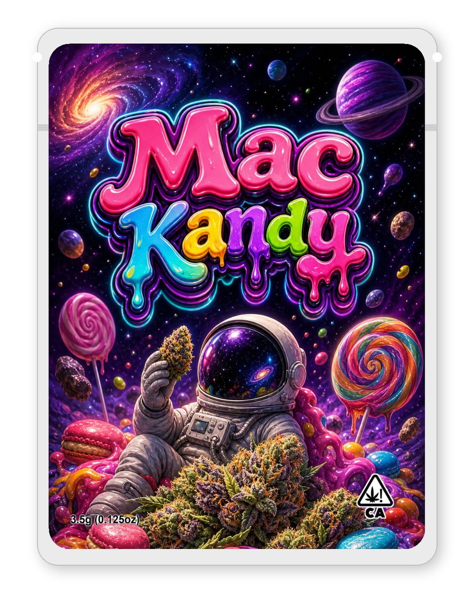 Mac kandy custom 4"x5" mylar bag design (front)