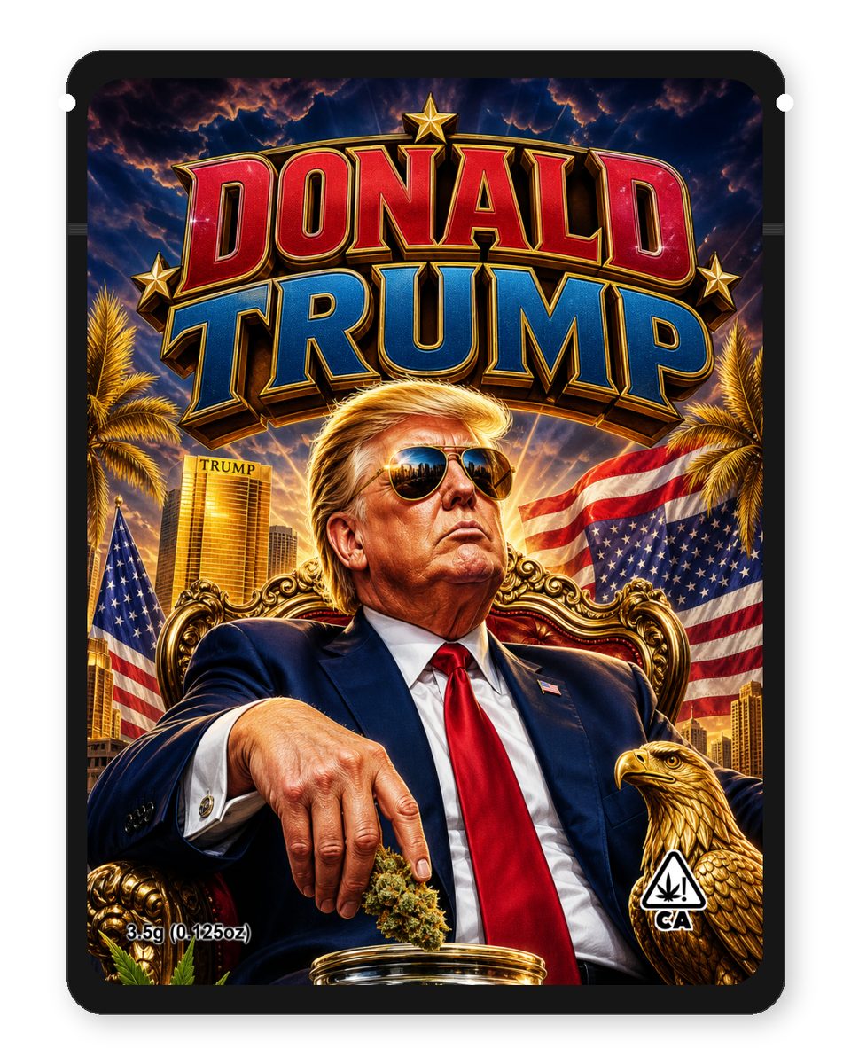 Donald Trump custom 4"x5" mylar bag design (front)
