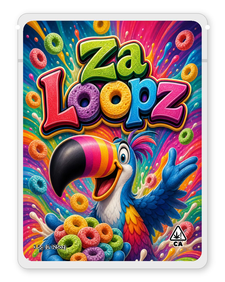 Za Loopz custom 4"x5" mylar bag design (front)