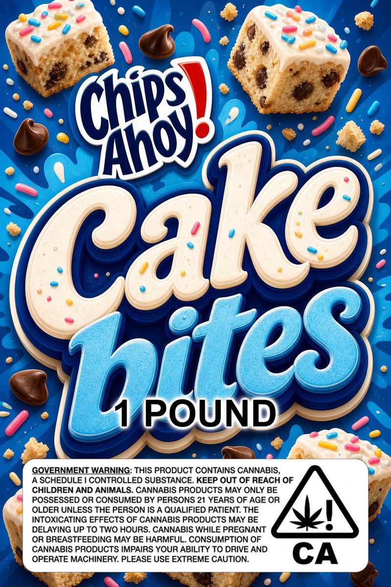 Cake bites custom 6x9 pound bag sticker / turkey-bag flavor label