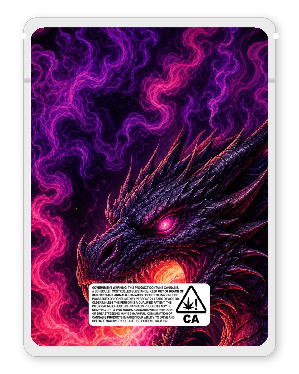 OSE Dragons breath custom 4"x5" mylar bag design (back)
