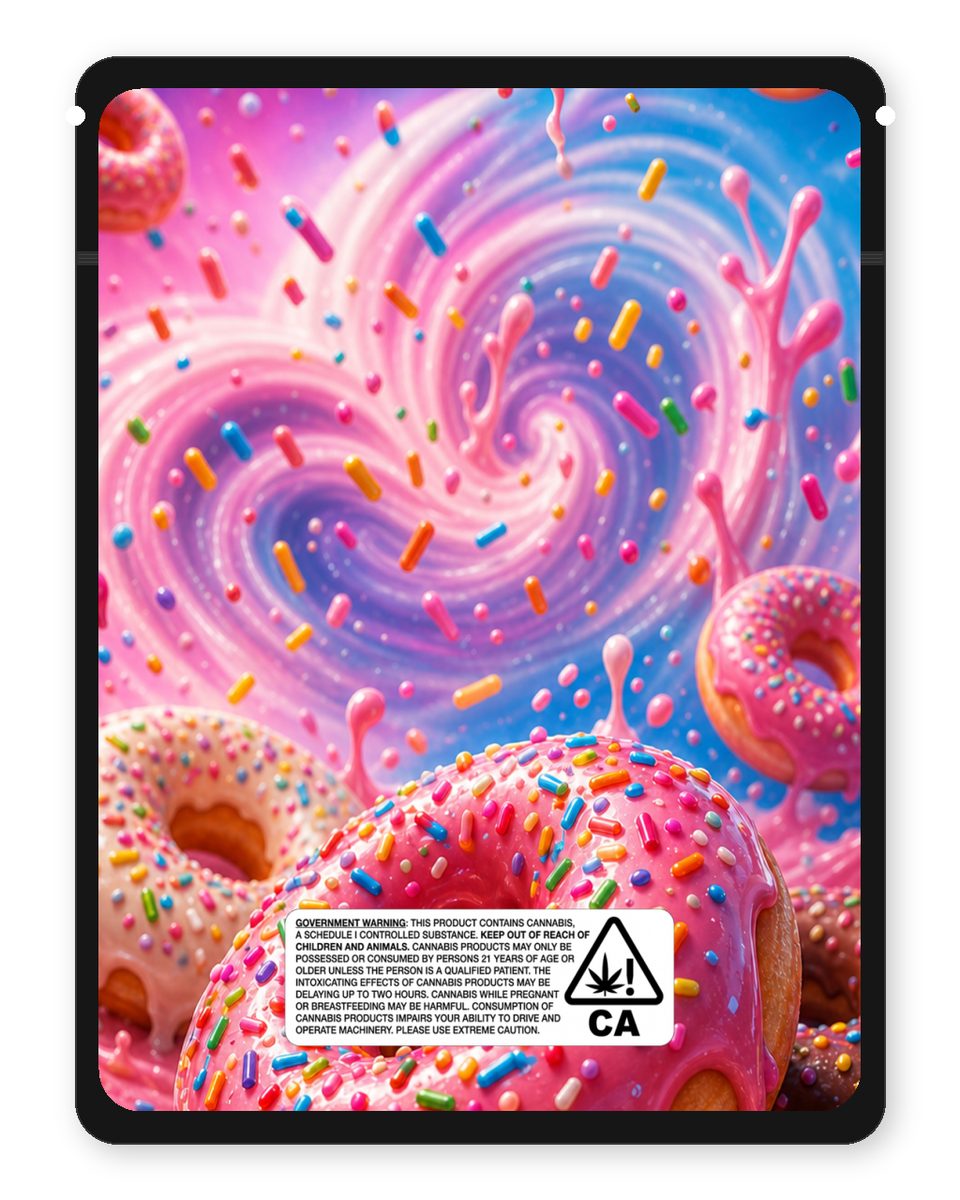 Sprinkle donut custom 4"x5" mylar bag design (back)