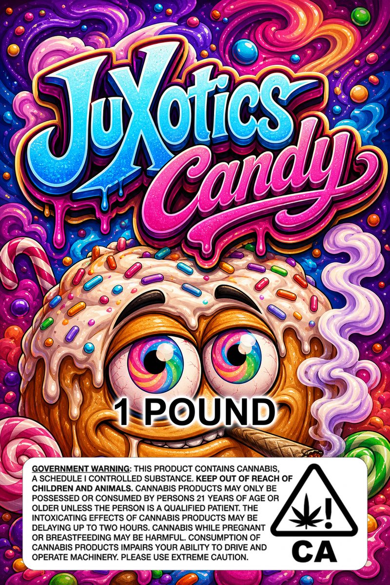 JuXoticsCandy custom 6x9 pound bag sticker / turkey-bag flavor label