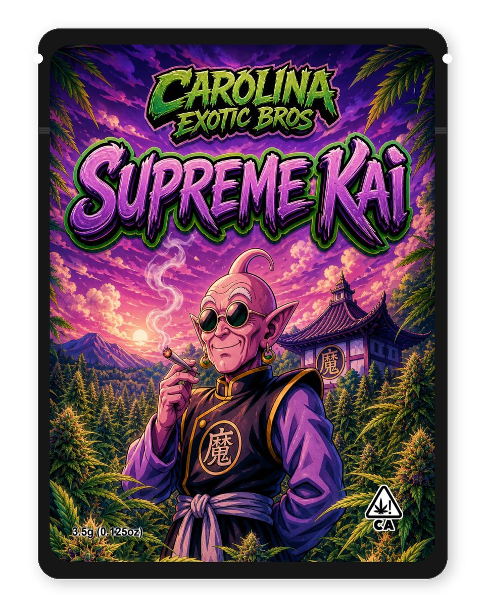 Supreme Kai custom 4"x5" mylar bag design (front)