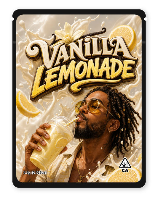 VANILLA LEMONADE custom 4"x5" mylar bag design (front)