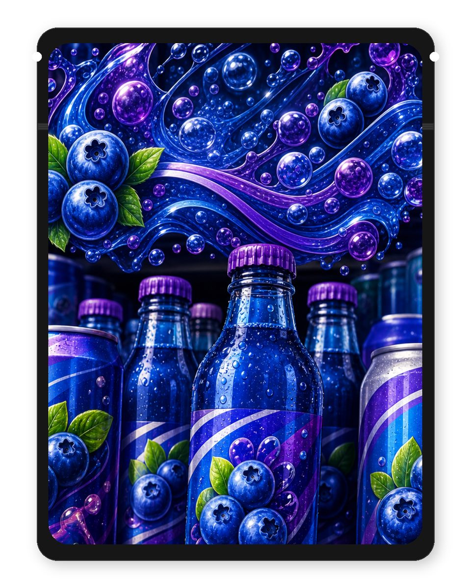 Blueberry Soda custom 4"x5" mylar bag design (back)