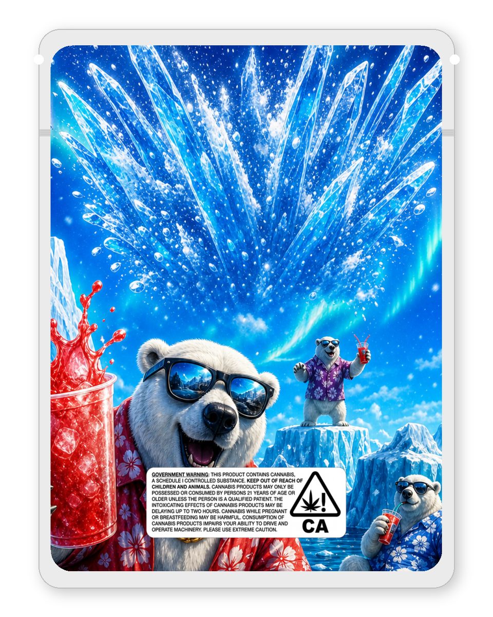 Polar Blast custom 4"x5" mylar bag design (back)