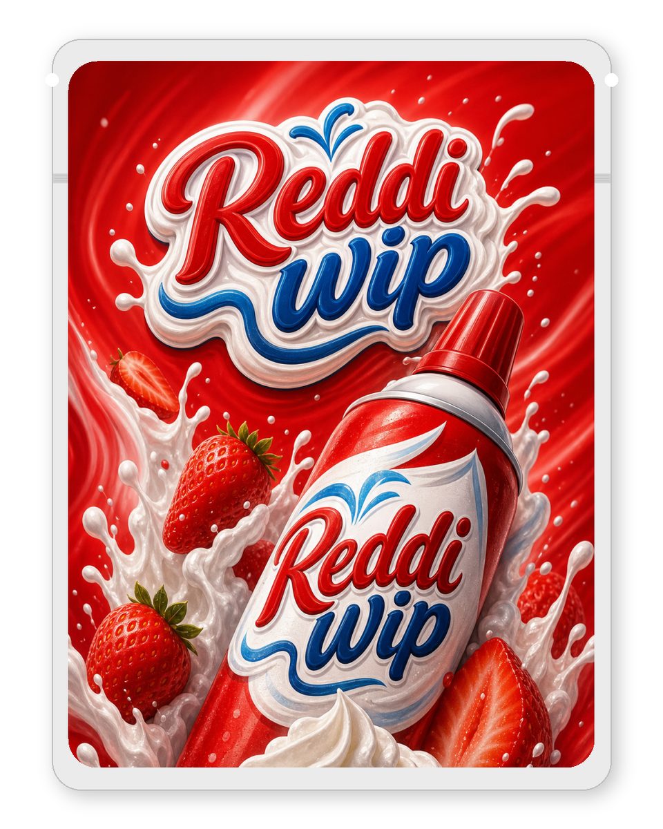 Reddi wip custom 4"x5" mylar bag design (front)