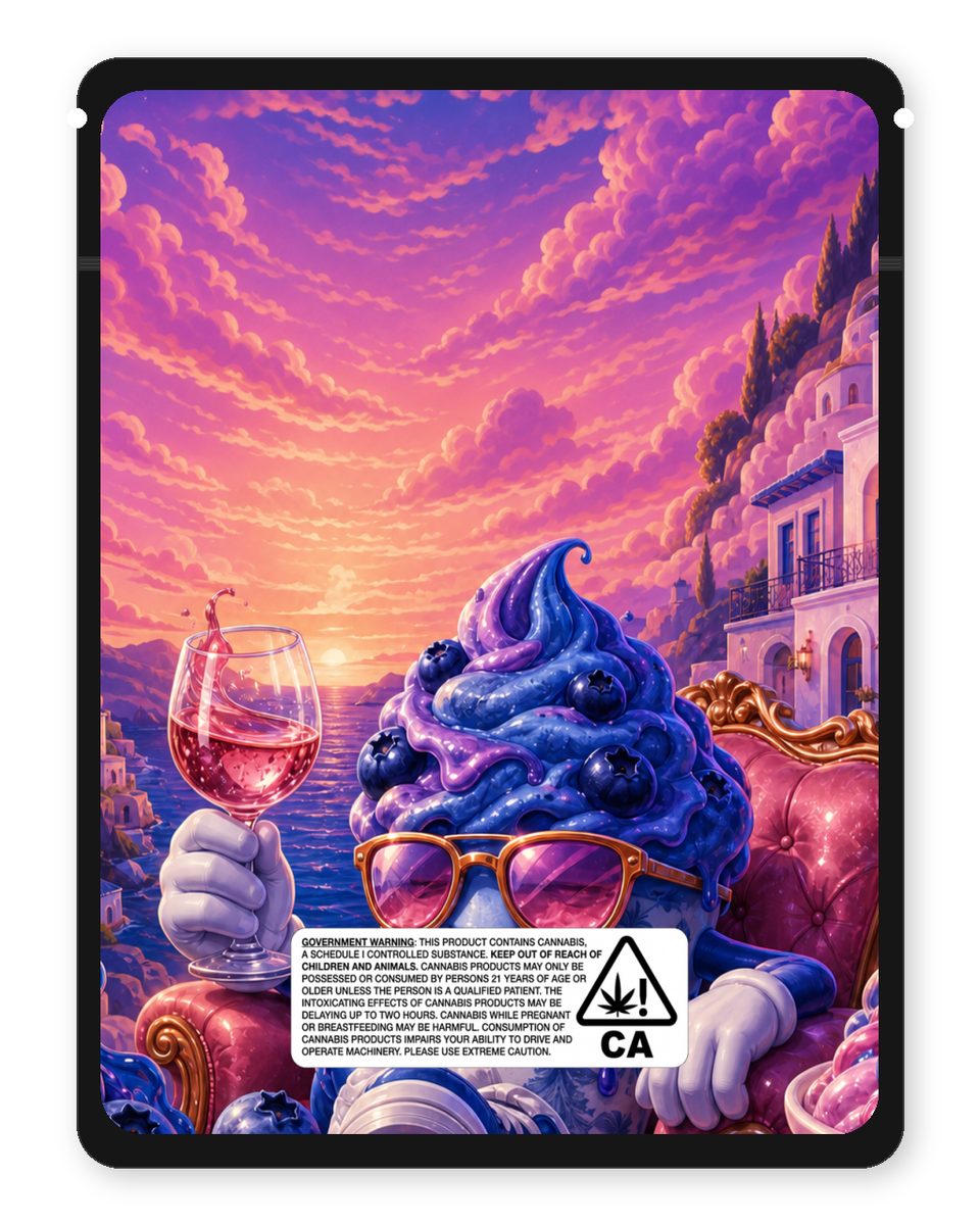 Bluelato rozay custom 4"x5" mylar bag design (back)