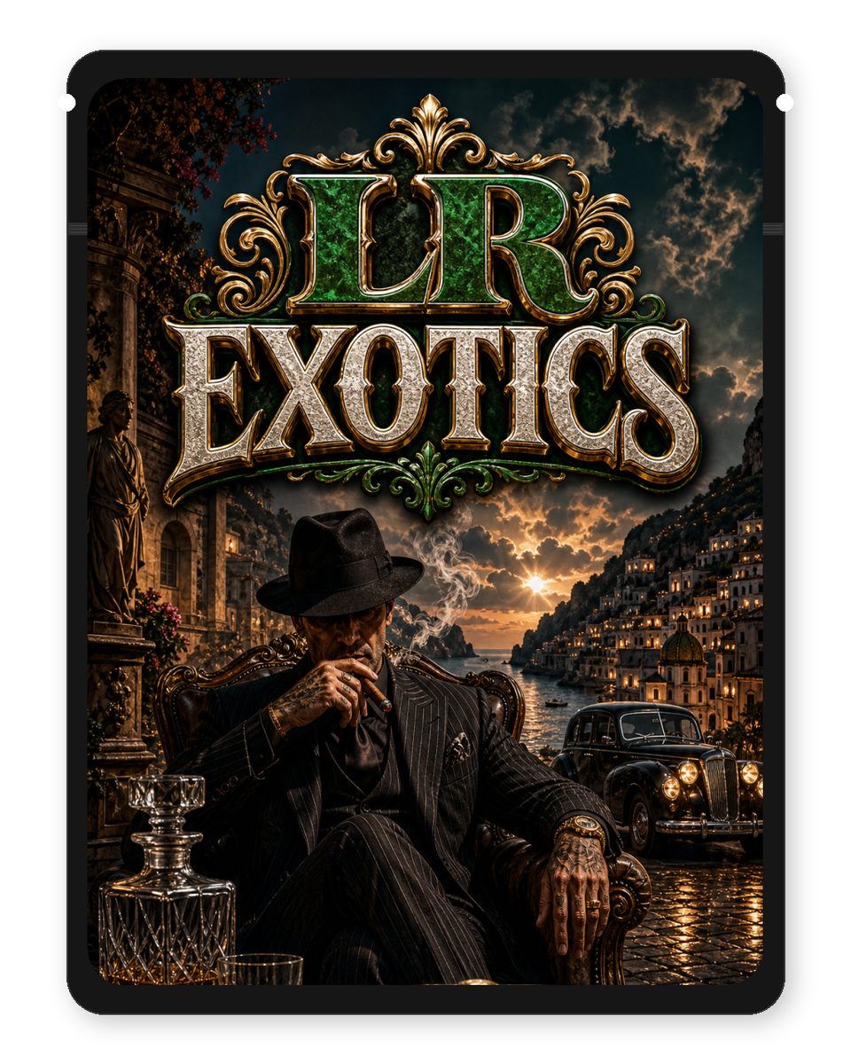 LR EXOTICS custom 4"x5" mylar bag design (front)