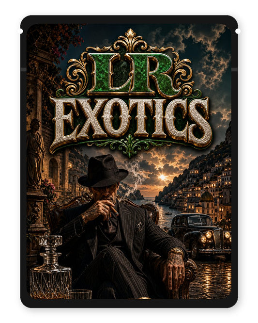 LR EXOTICS custom 4"x5" mylar bag design (front)