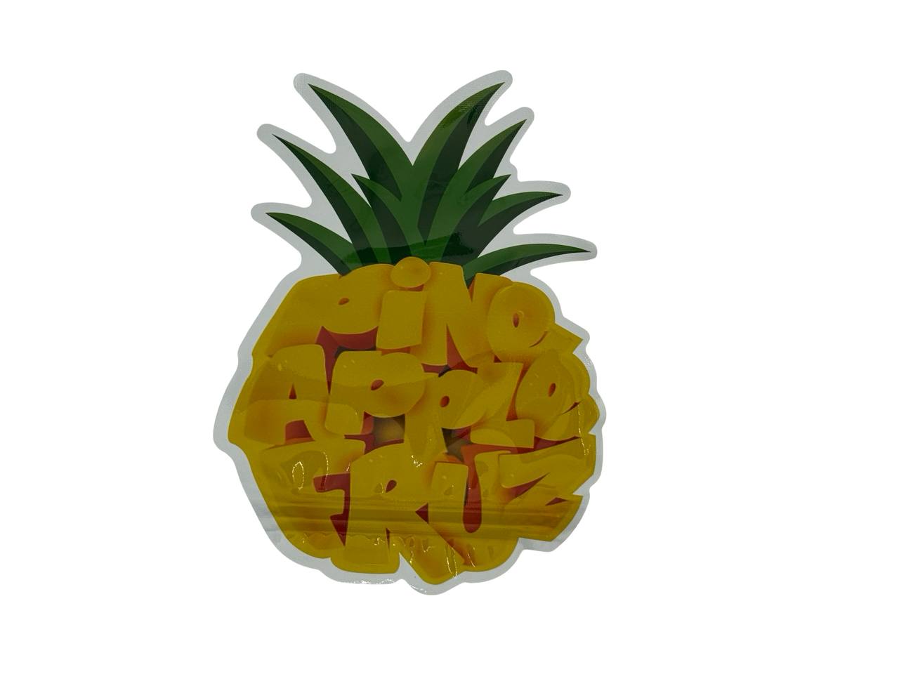 Pineapple Fruz 3.5g mylar bag front — die-cut pineapple shape with graffiti branding from Joke's Up
