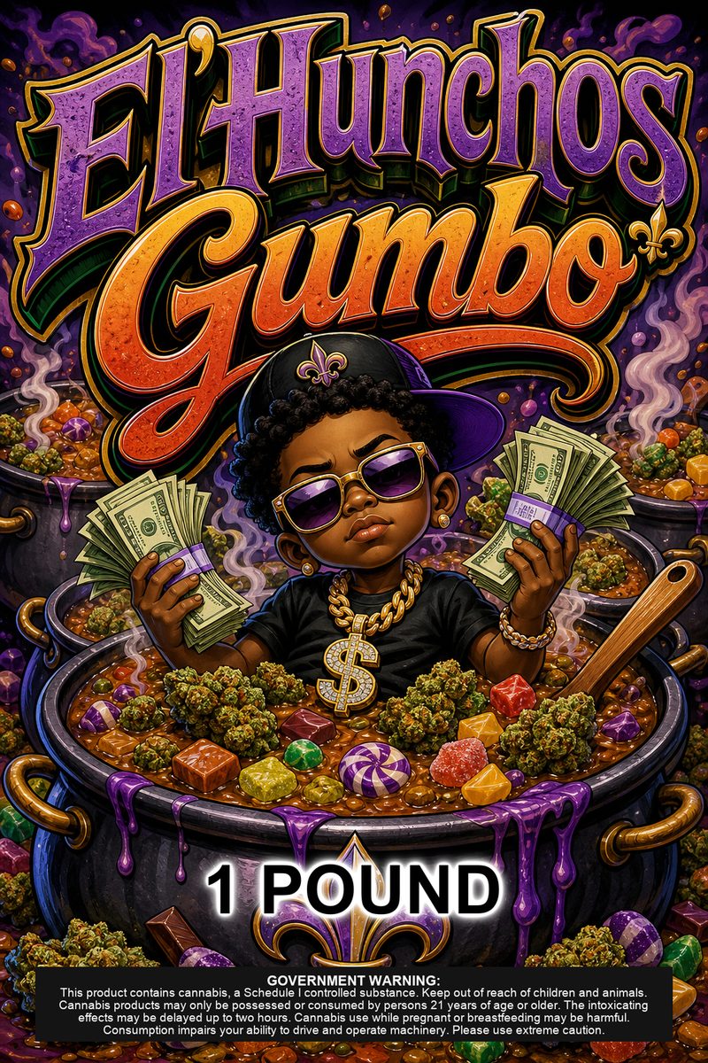 El'Hunchos Gumbo custom 6x9 pound bag sticker / turkey-bag flavor label