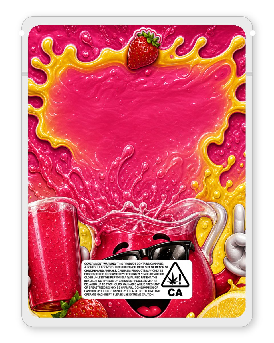 Strawnanna lemonade custom 4"x5" mylar bag design (back)
