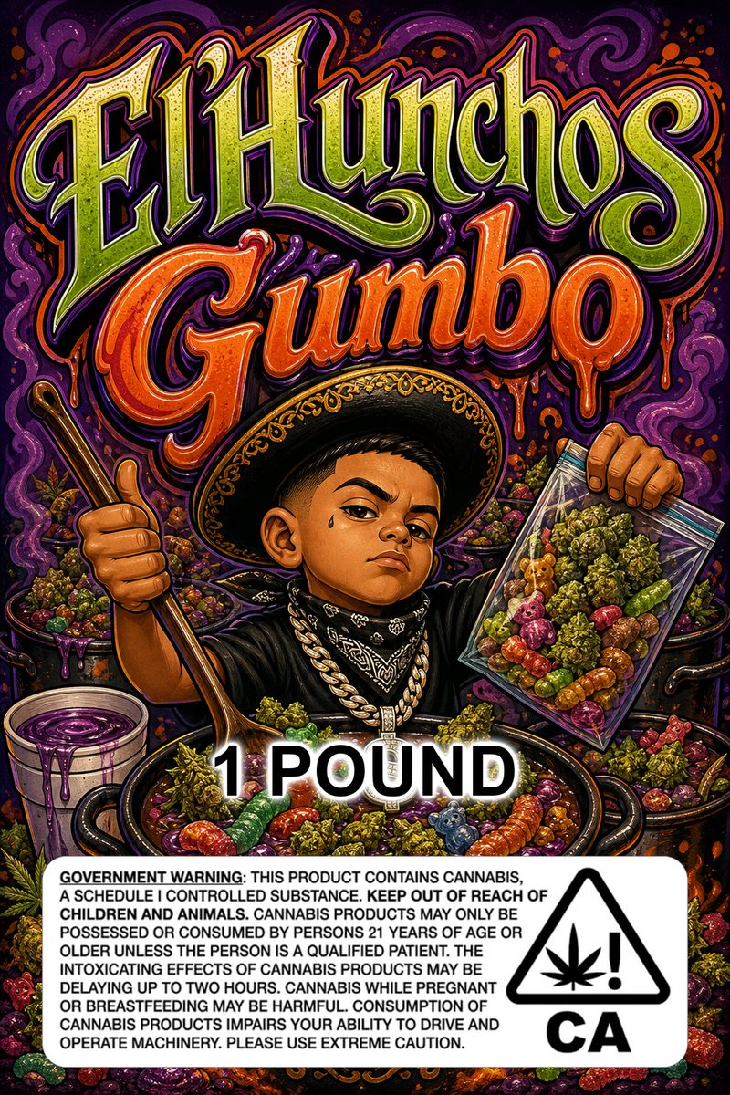 El'Hunchos Gumbo custom 6x9 pound bag sticker / turkey-bag flavor label