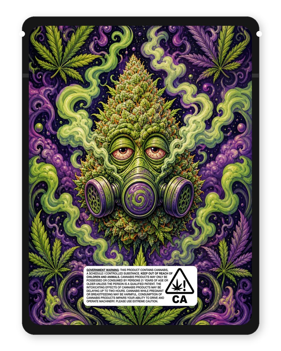 Gas Head custom 4"x5" mylar bag design (back)