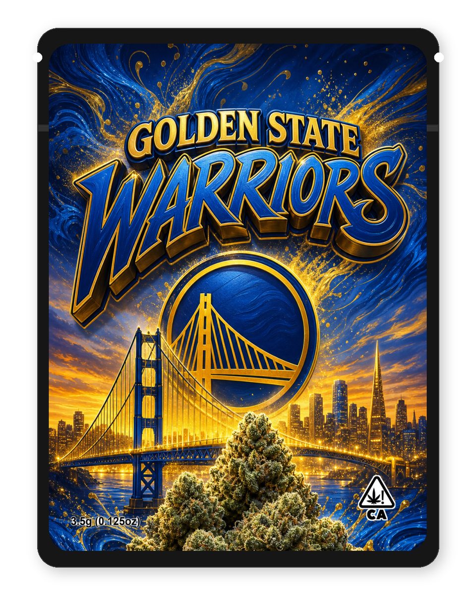 Golden State Warriors custom 4"x5" mylar bag design (front)