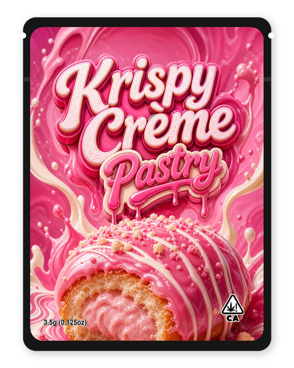 Krispy Crème Pastry custom 4"x5" mylar bag design (front)