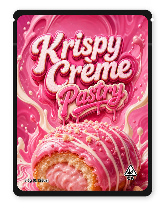 Krispy Crème Pastry custom 4"x5" mylar bag design (front)