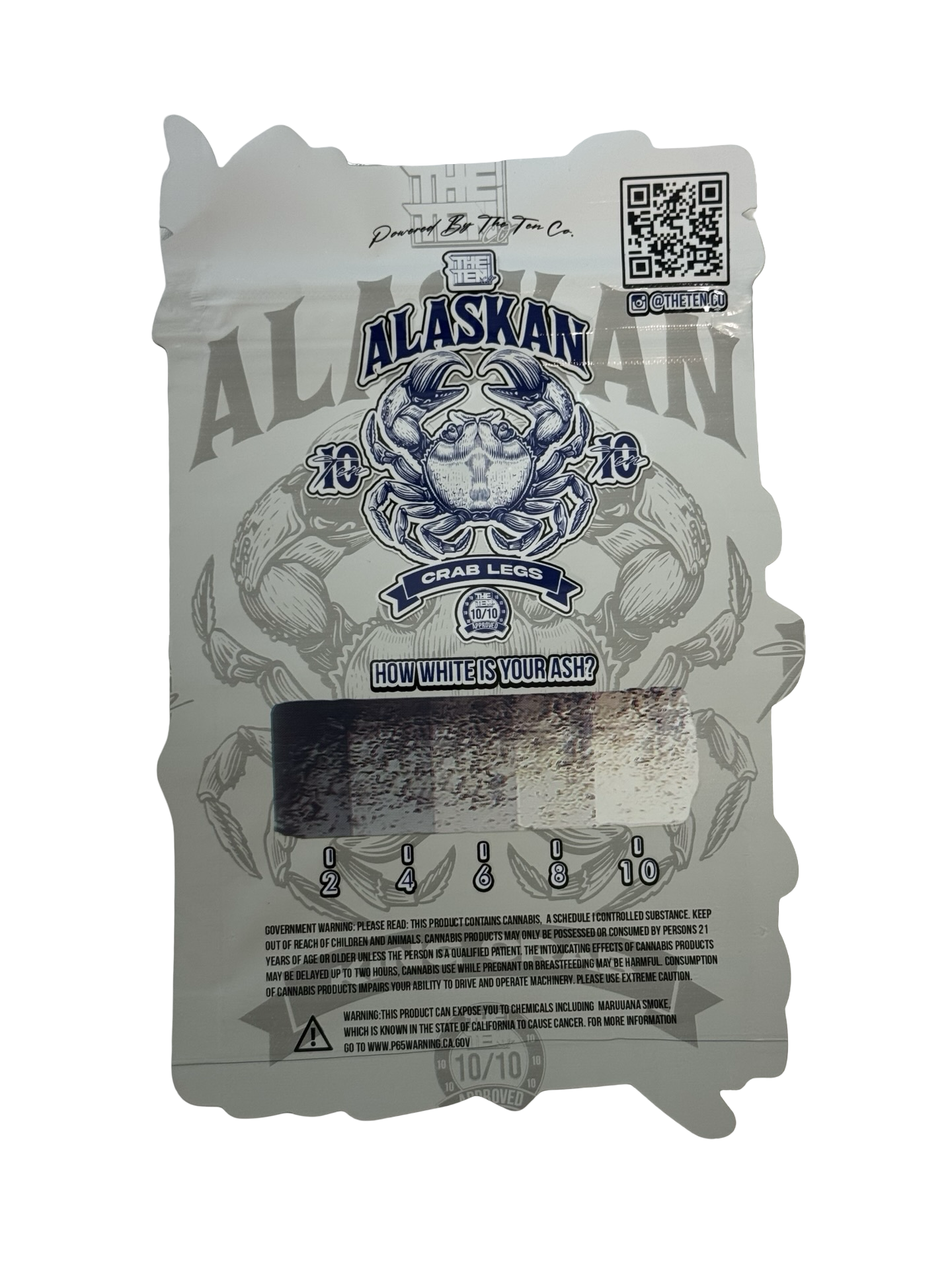 Alaskan Crab Legs Mylar Bags 3.5g The Ten Co back