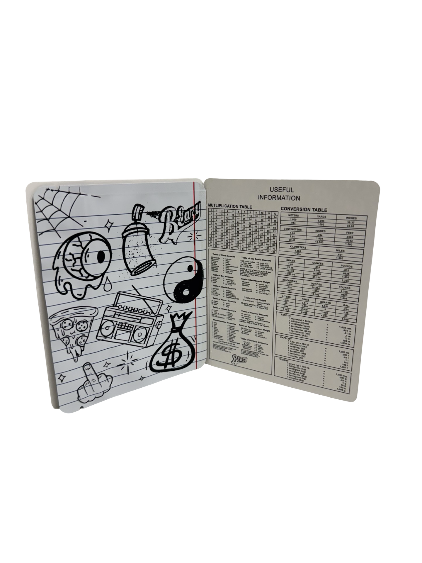 B-Eazy Composition Book 3.5g Mylar Bag B-Eazy Buds interior back