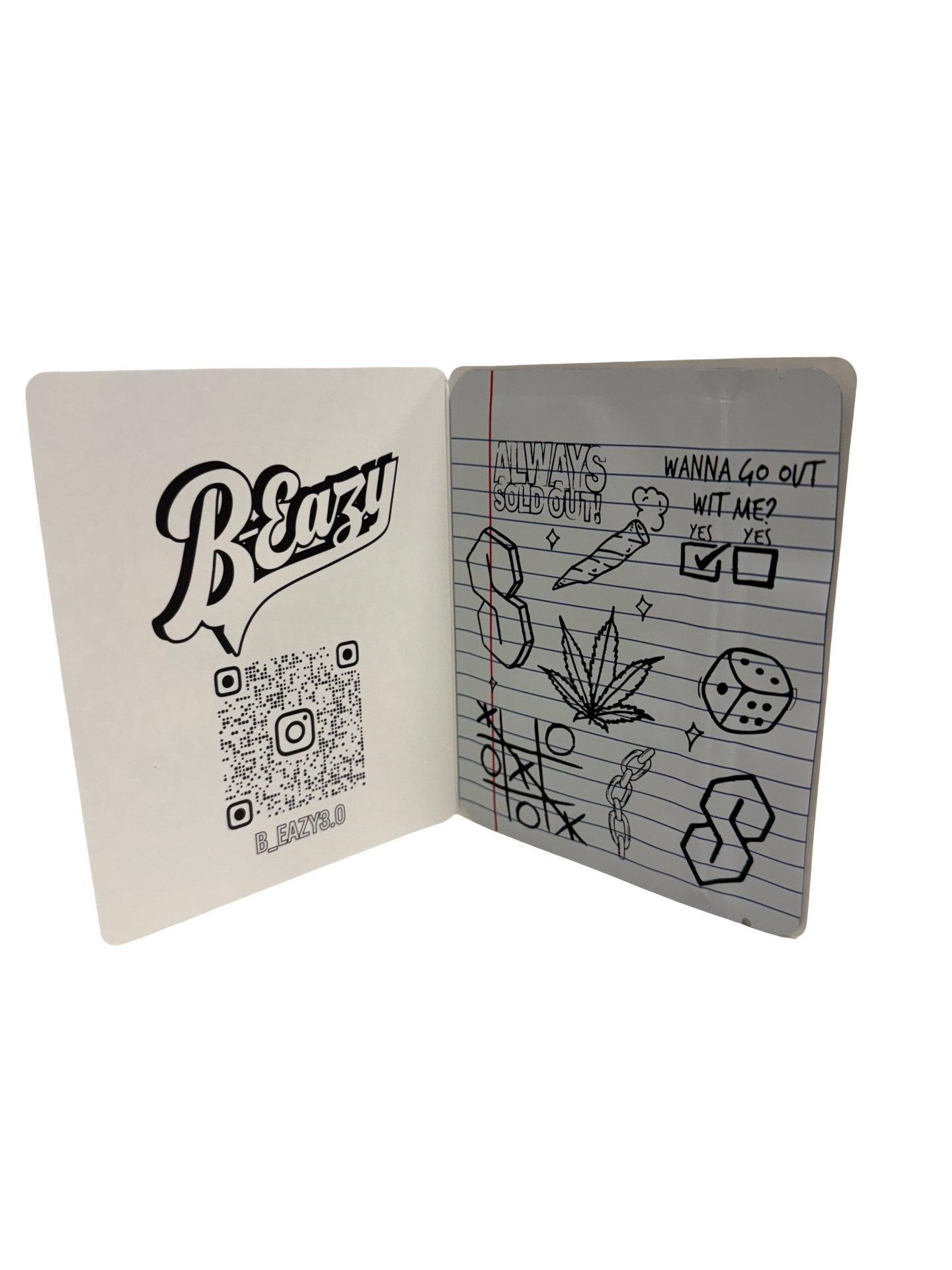 B-Eazy Composition Book 3.5g Mylar Bag B-Eazy Buds interior front