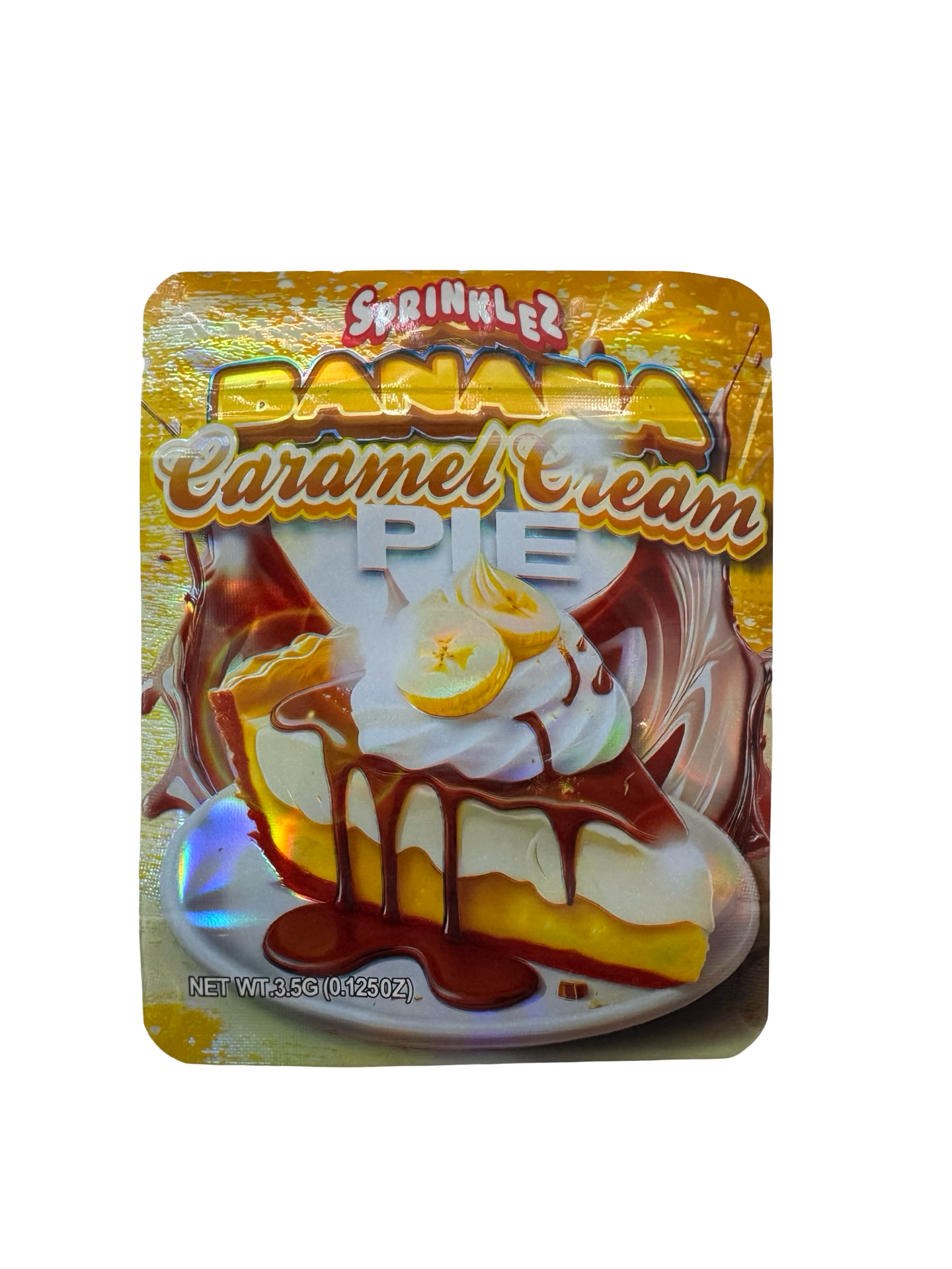 Banana Caramel Cream Pie 3.5g Mylar Bags Sprinklez front