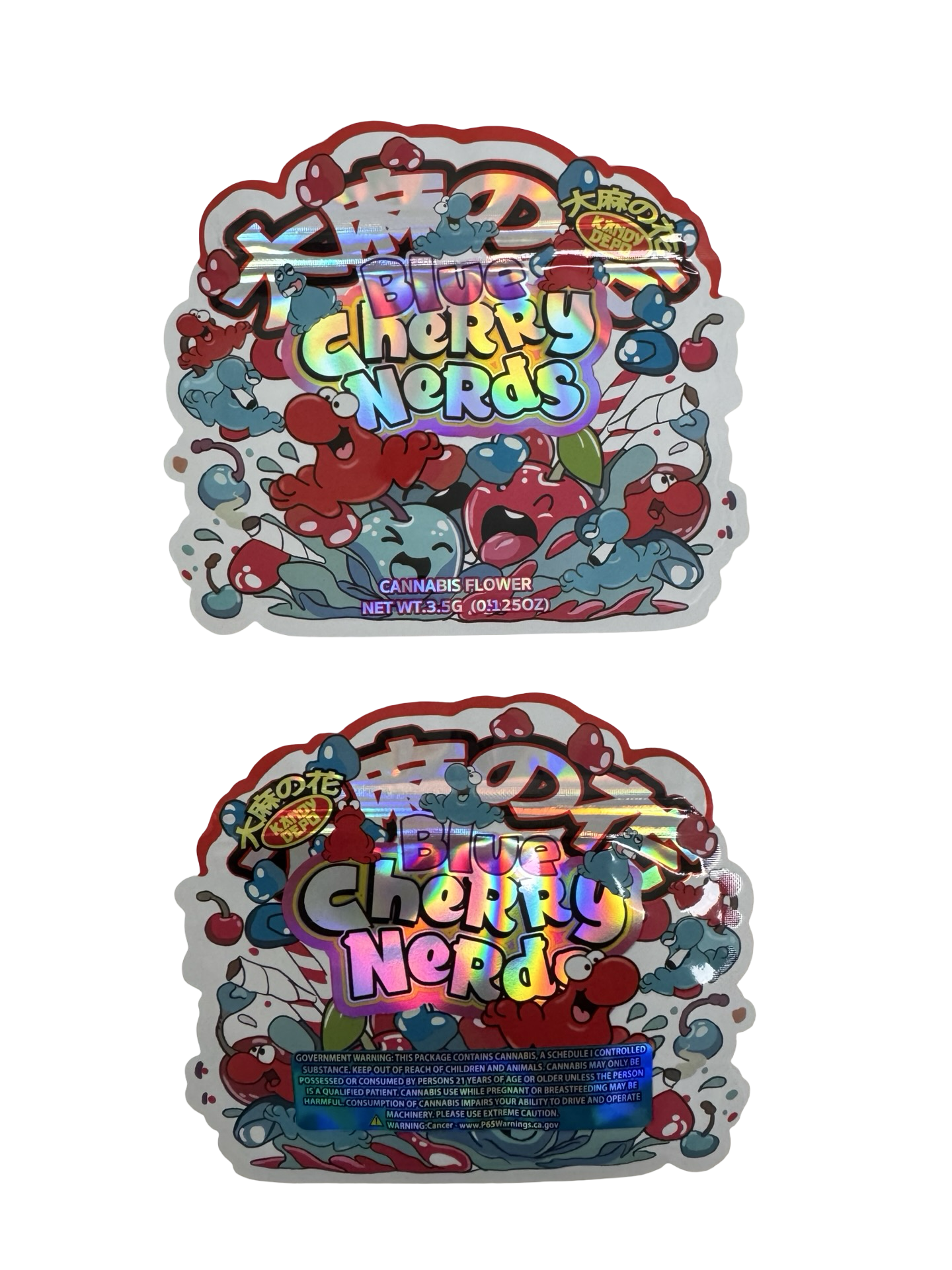 Blue Cherry Nerdz Mylar Bags 3.5g Kandy Depo front and back