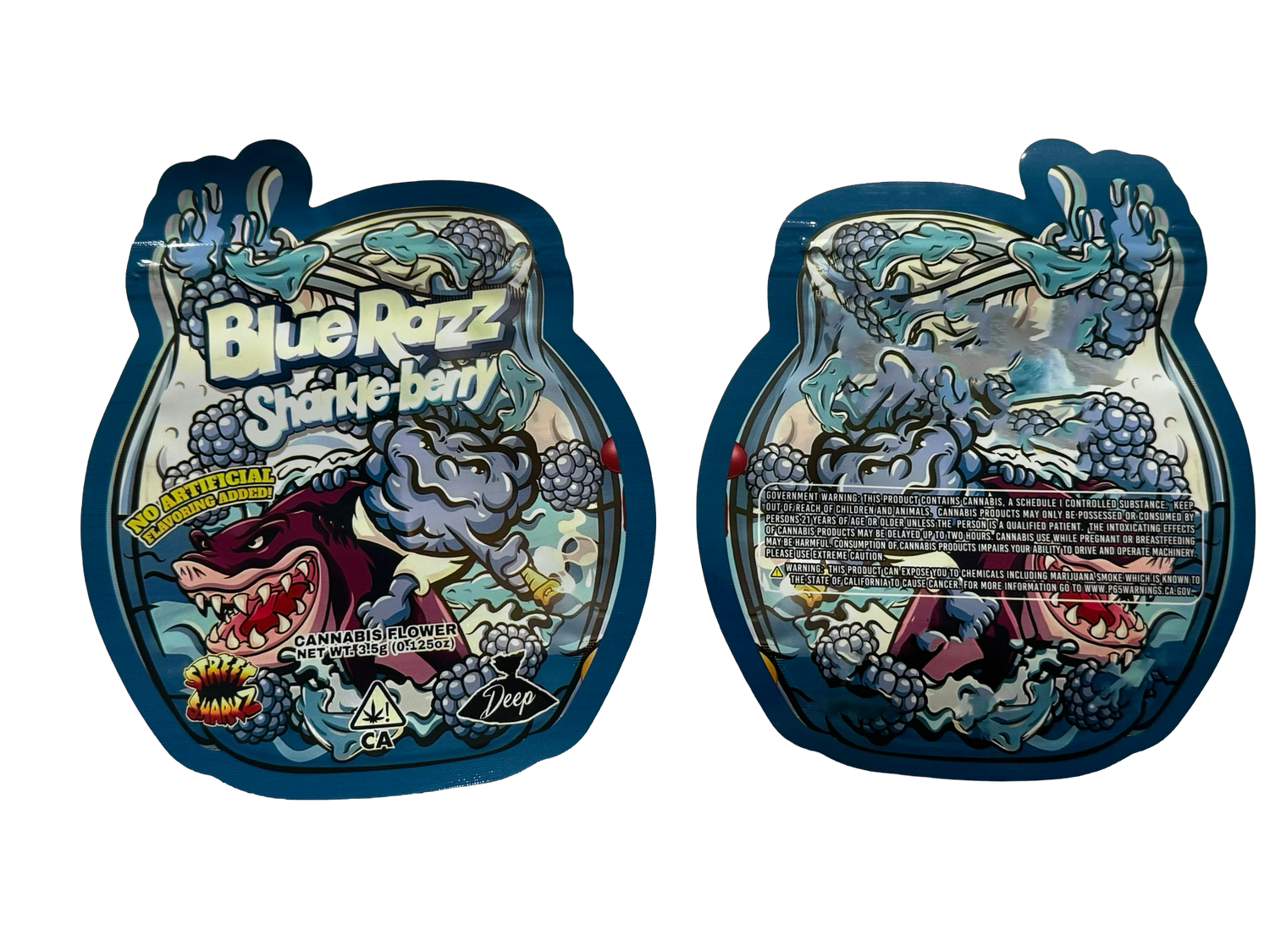 Blue Razz Sharkle-berry Mylar Bags 3.5g Deep in the Bag
