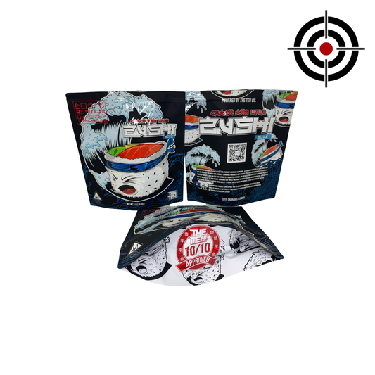 Blue Zushi Mylar Bags 1 lb (Pound) The Ten Co front, back and gusset