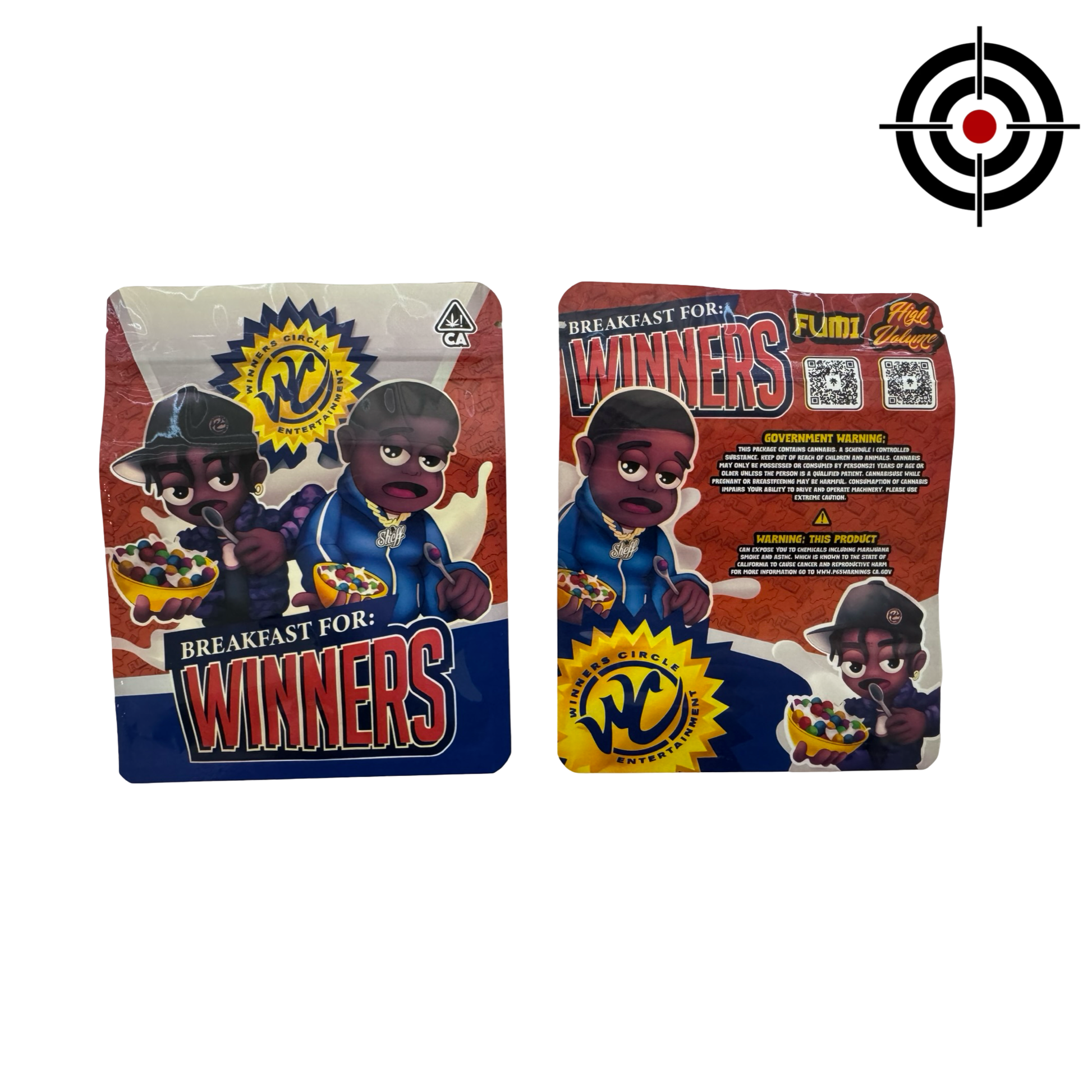 Breakfast for Winners 3.5g to 7g Mylar Bags High Volume front and back