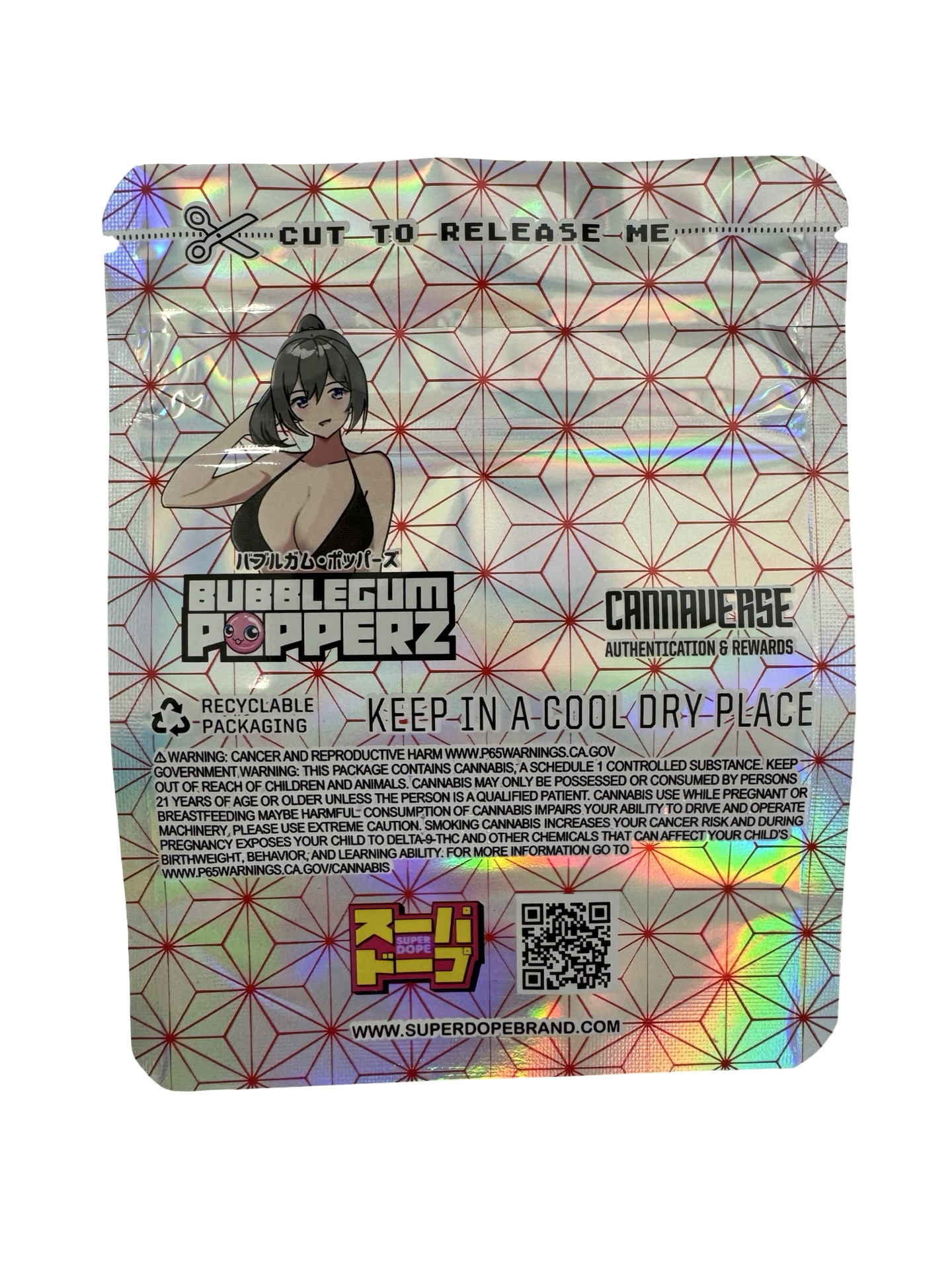 Bubblegum Popperz Edition 3 Mylar Bags 3.5g Super Dope back