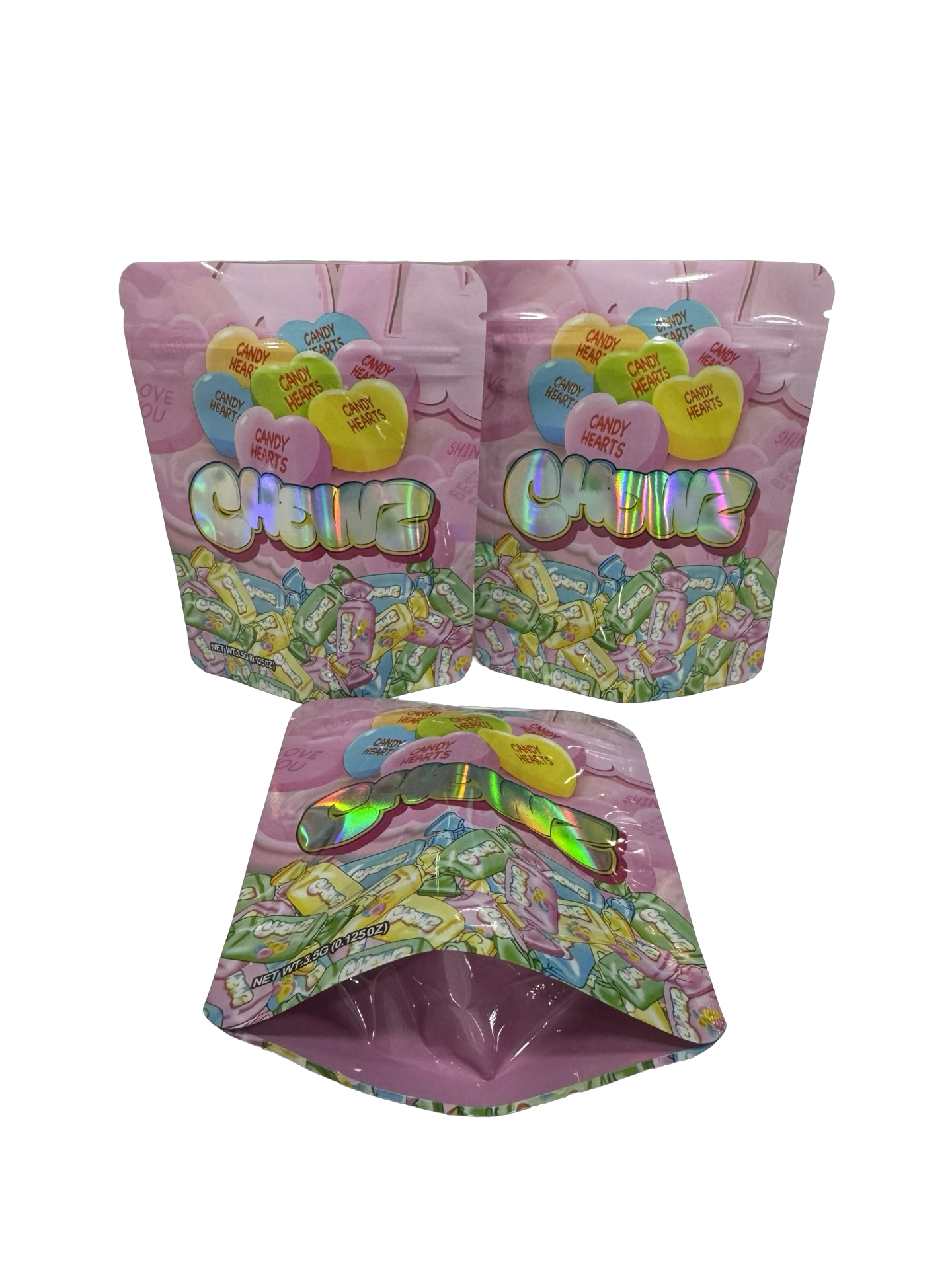 Candy Hearts Mylar Bags 3.5g Chewz