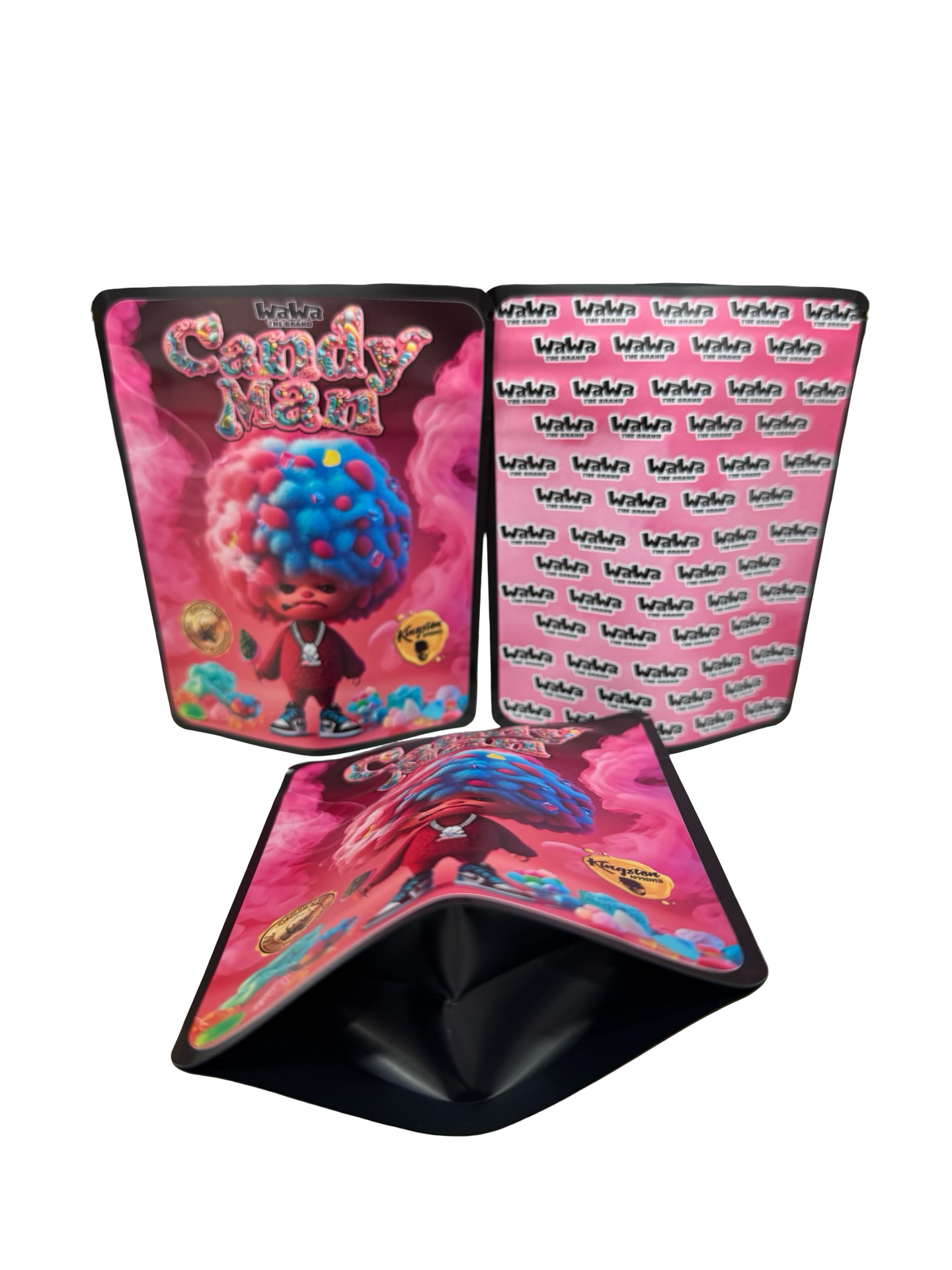 Candy Man Mylar Bags 3.5g Wawah front, back and gusset