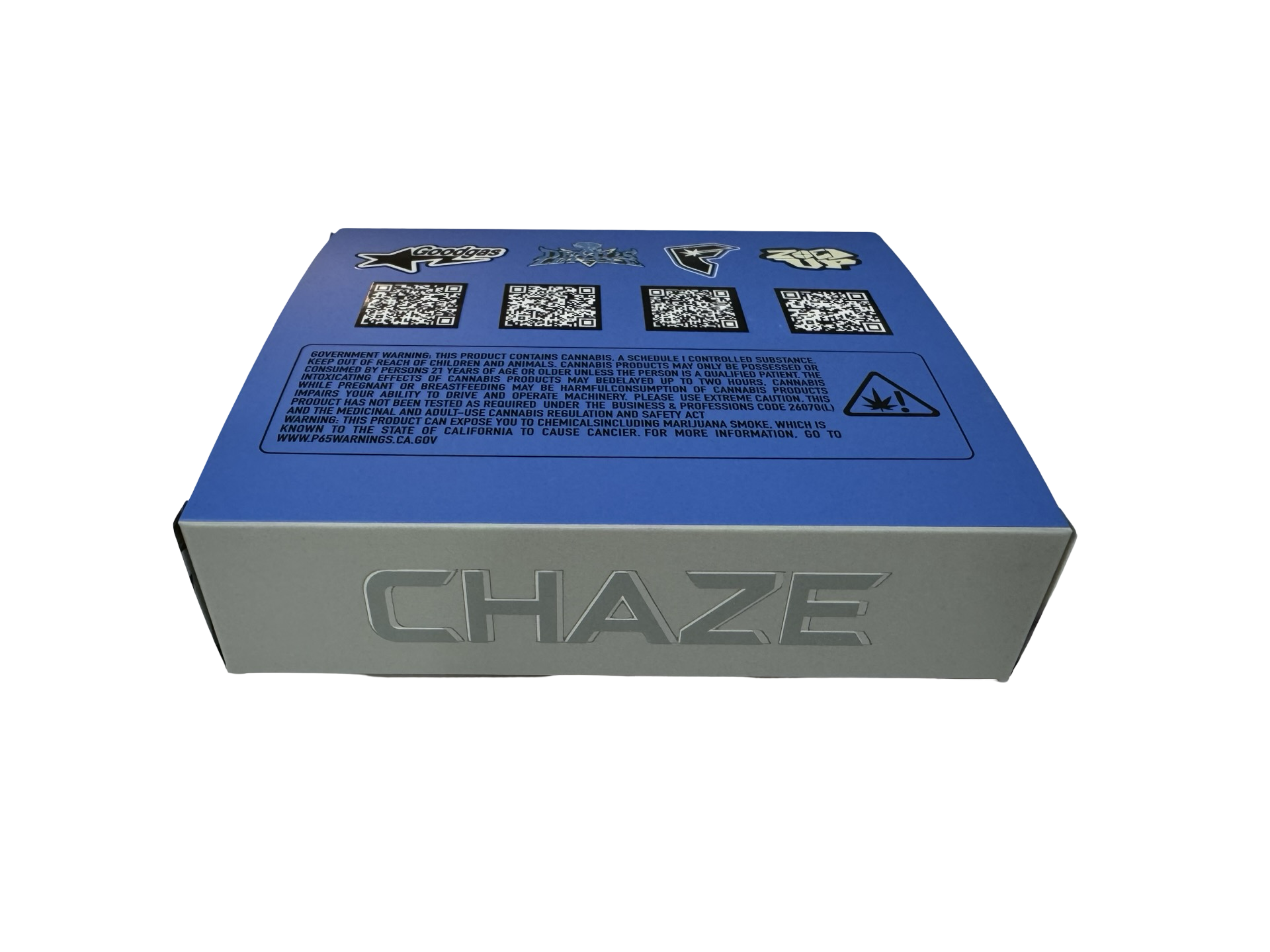 Chaze 3.5g Goodgas Mylar Bags & Boxes back and bottom