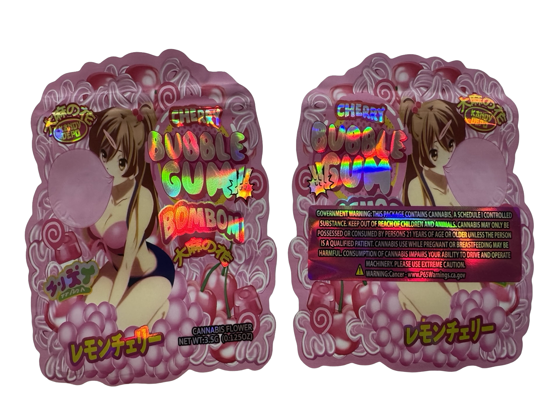 Cherry Bubblegum Bombom Mylar Bags 3.5g Kandy Depo
