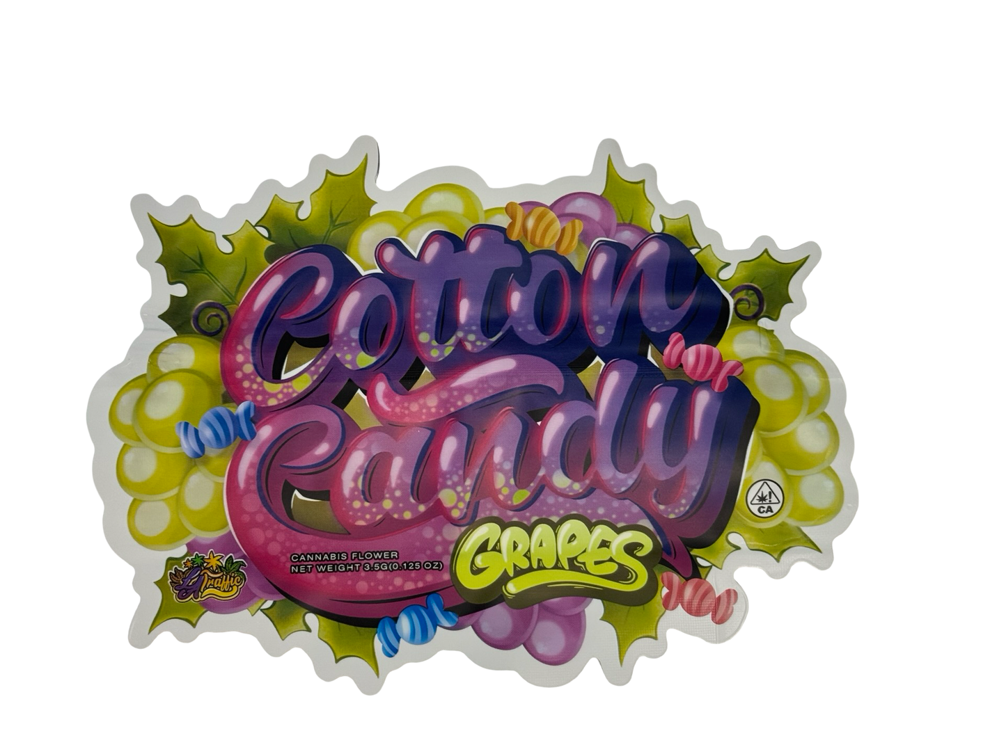 Cotton Candy Grapes 3.5g Mylar Bags LA Traffic front