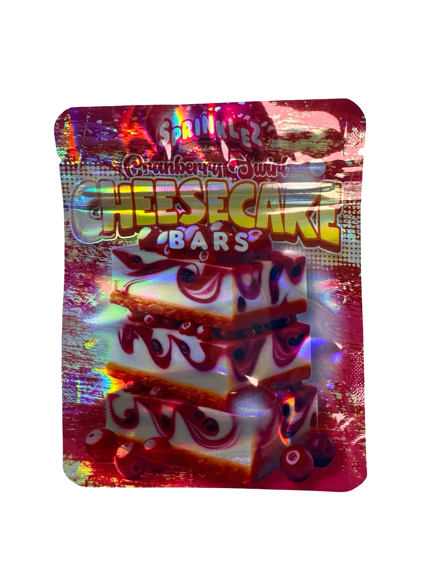 Cranberry Swirl Cheesecake Bars 3.5g Mylar Bags Sprinklez back