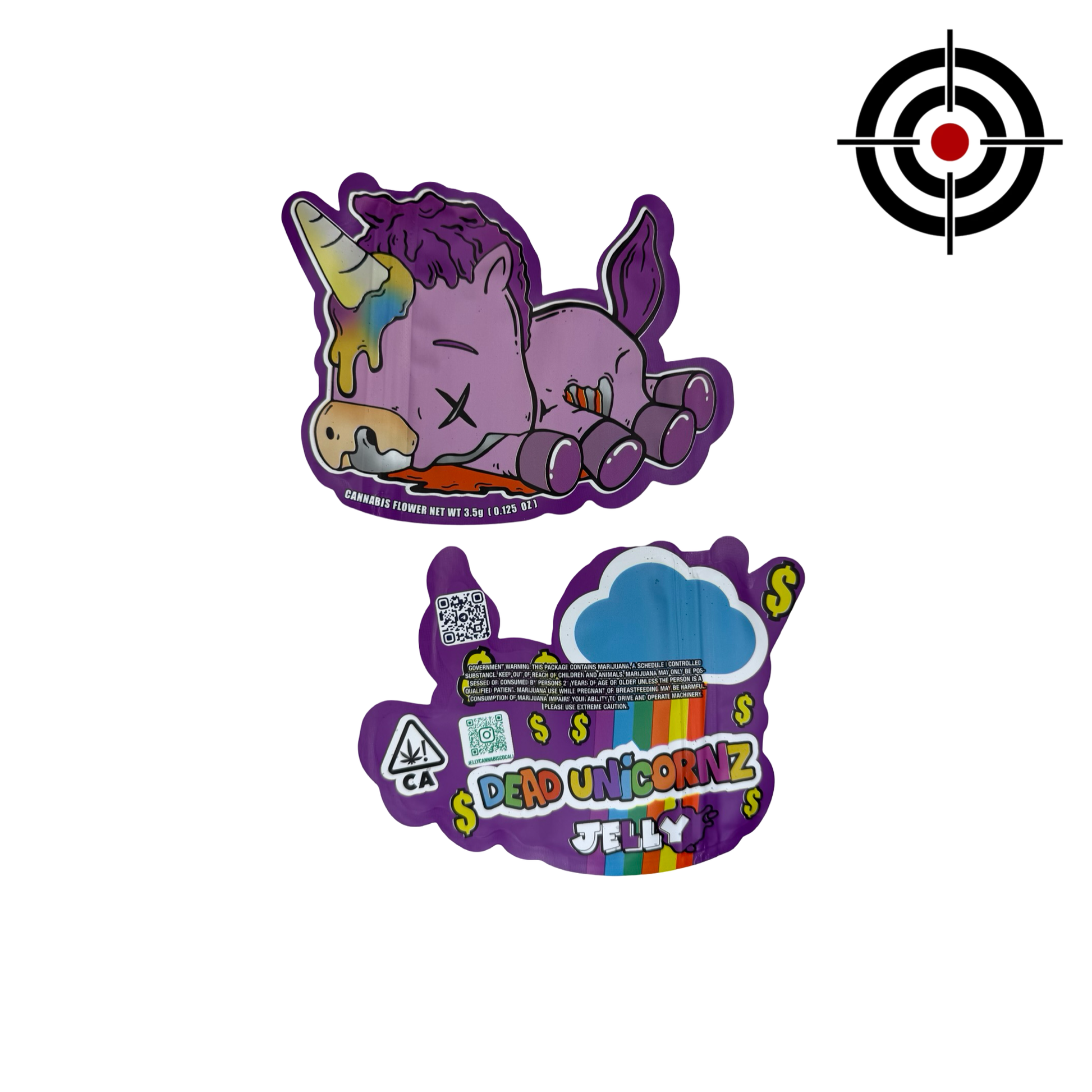 Dead Unicornz Mylar Bags 3.5g Jelly front and back