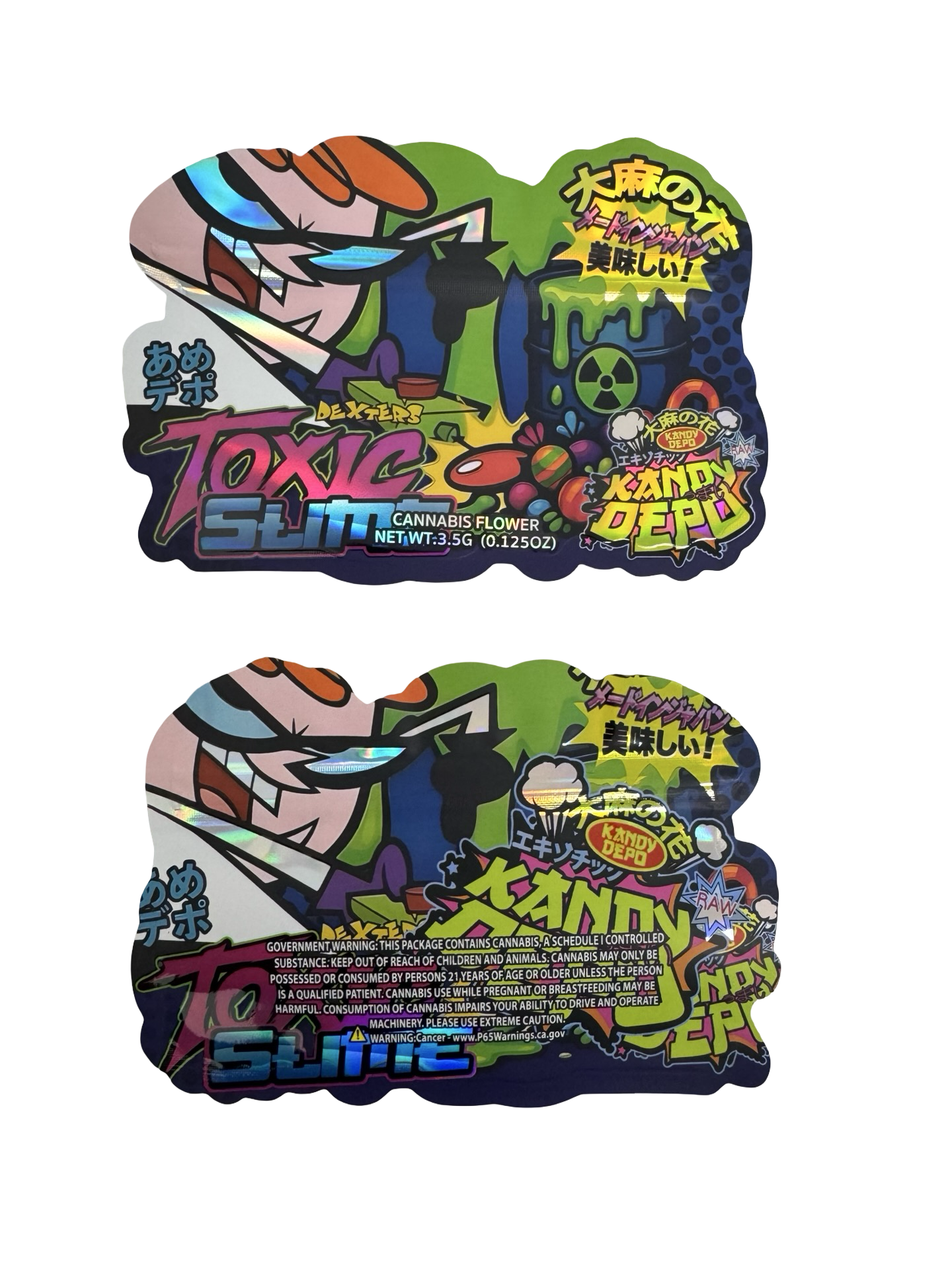 Dexter’s Toxic Slime Mylar Bags 3.5g Kandy Depo front and back
