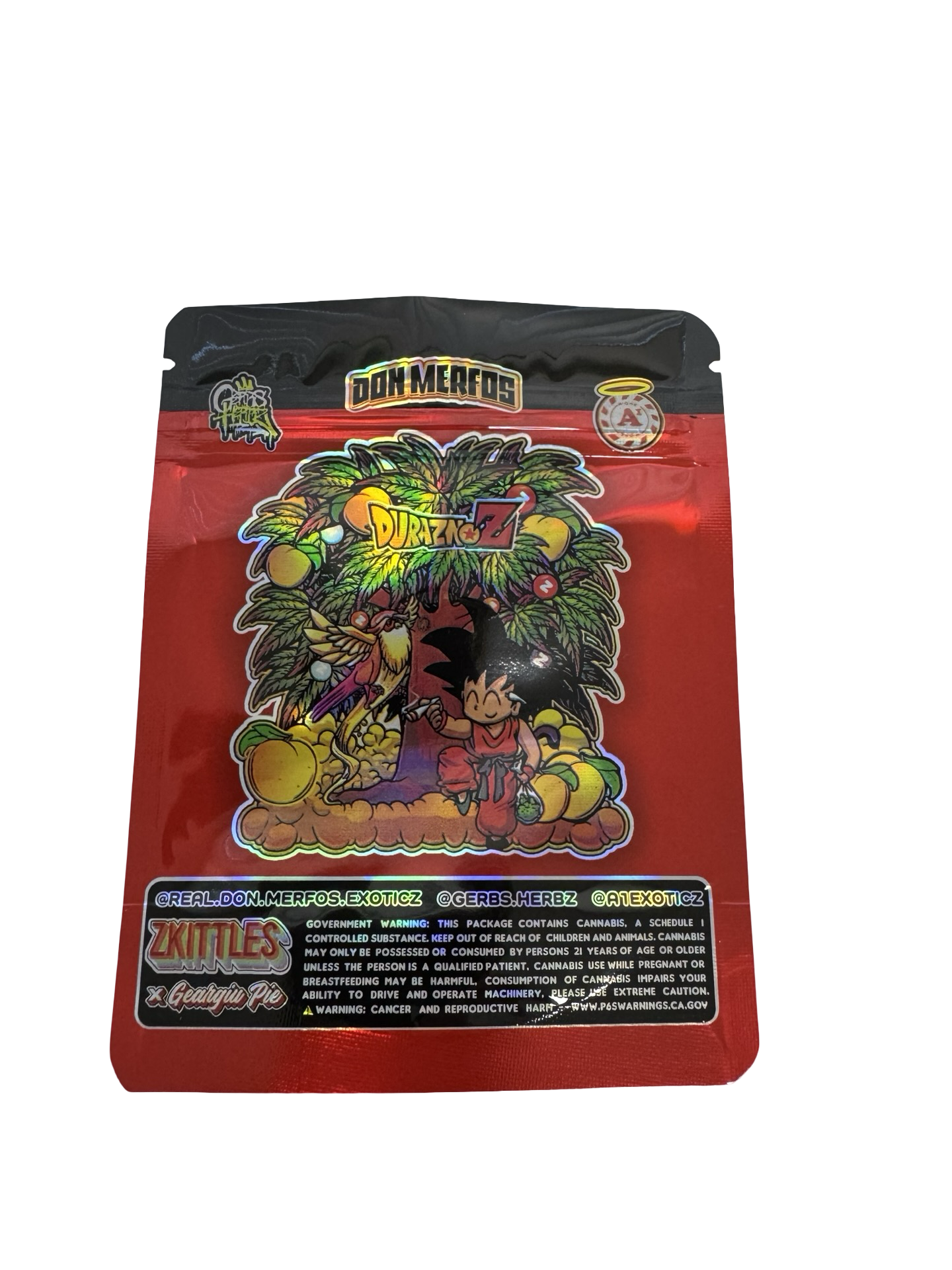 Duraznoz (Zkittlez) 3.5g Mylar Bags Don Merfos back