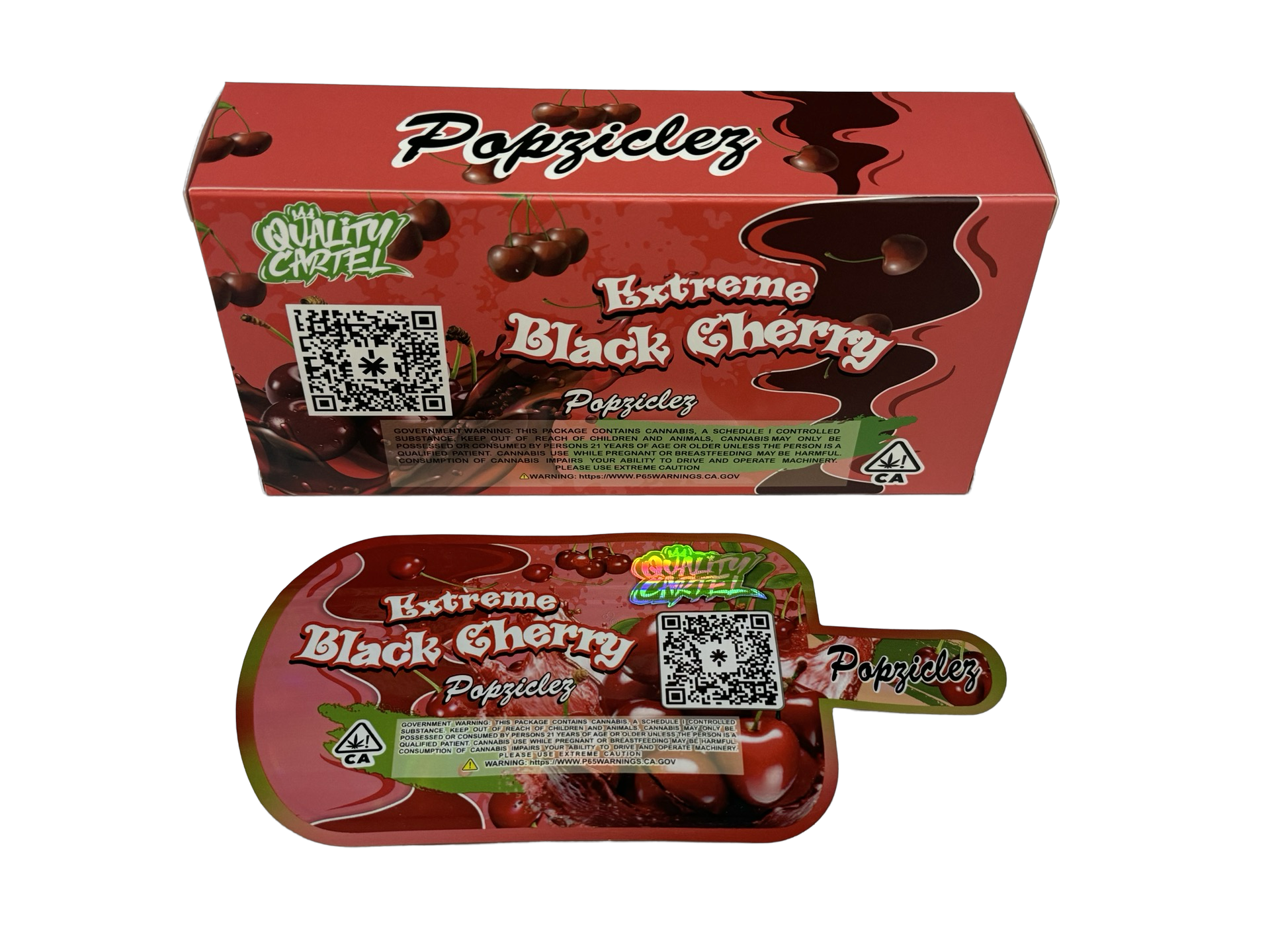 Extreme Black Cherry Popziclez 3.5g Mylar Bags & Boxes Quality Cartel