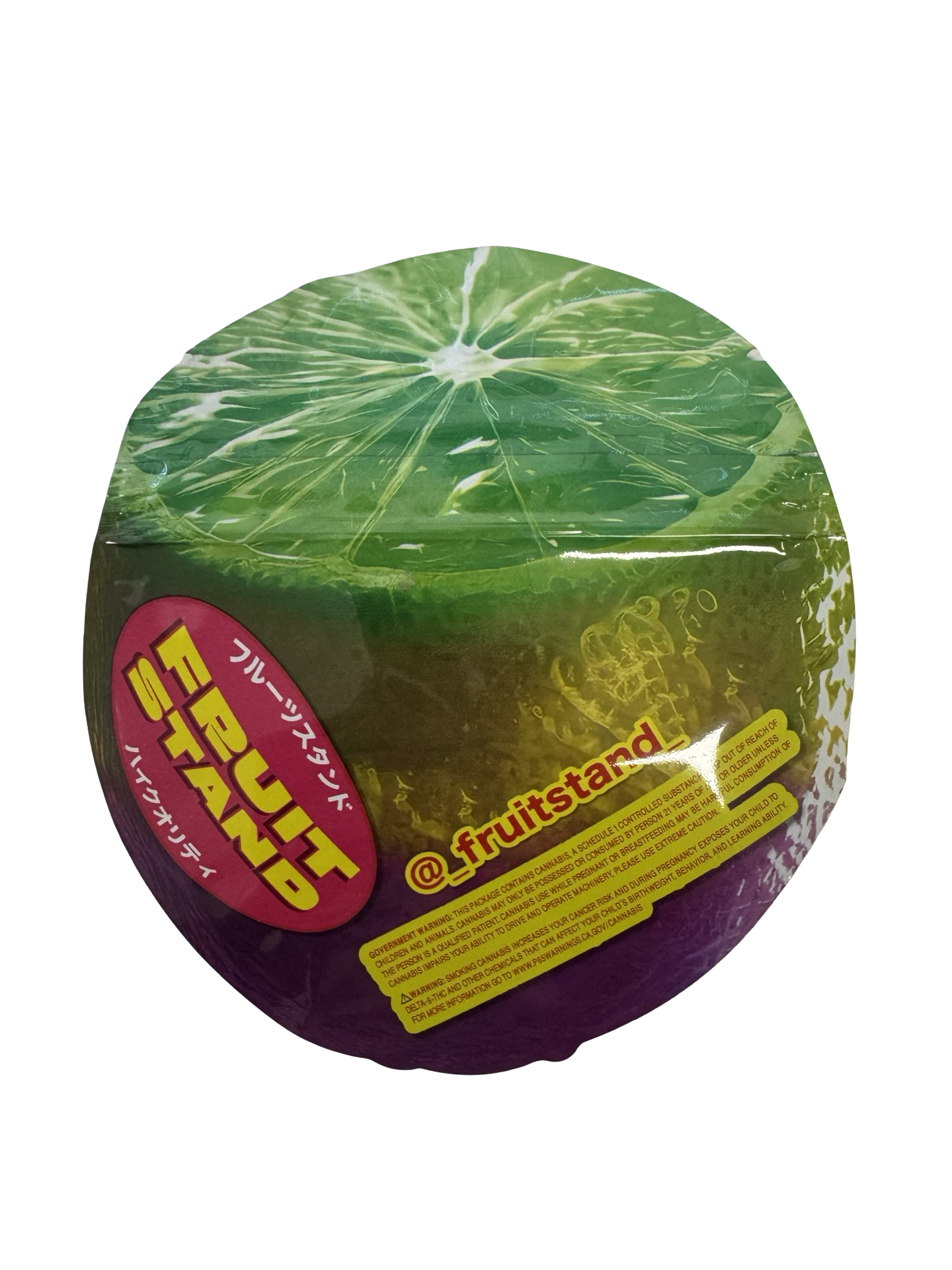 Faded Lime 3.5g Mylar Bags Fruit Stand back